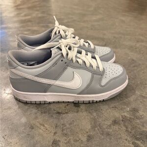 Nike Gray and White Dunk Low Sneakers